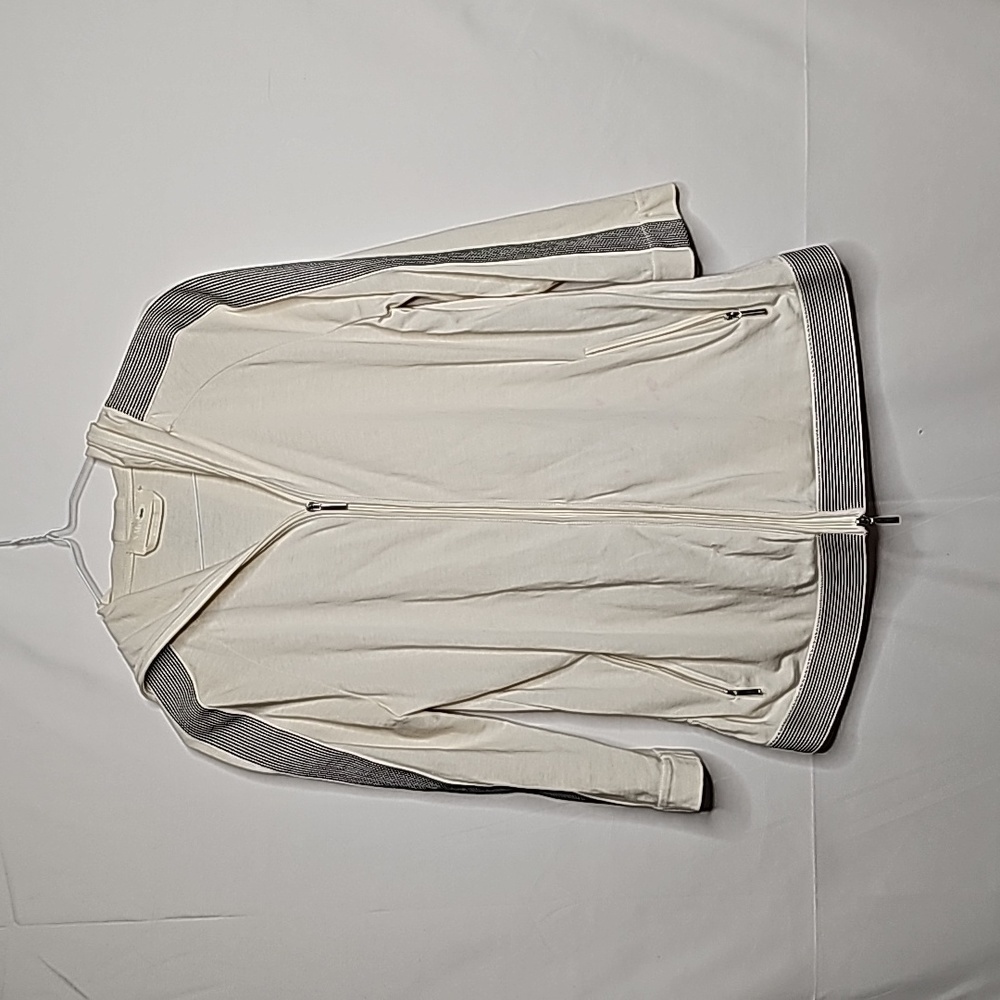 S'  MaxMara Italy zip up thin jacket hoodie hooded striped sweatshirt sz Medium